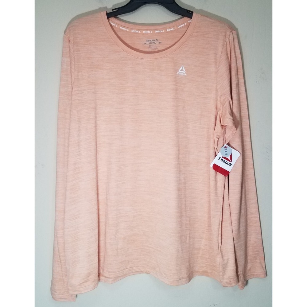 Reebok Shirt‎ Women Size XXXL 3XL Long Sleeve Slim Tee Coral Peachy NEW